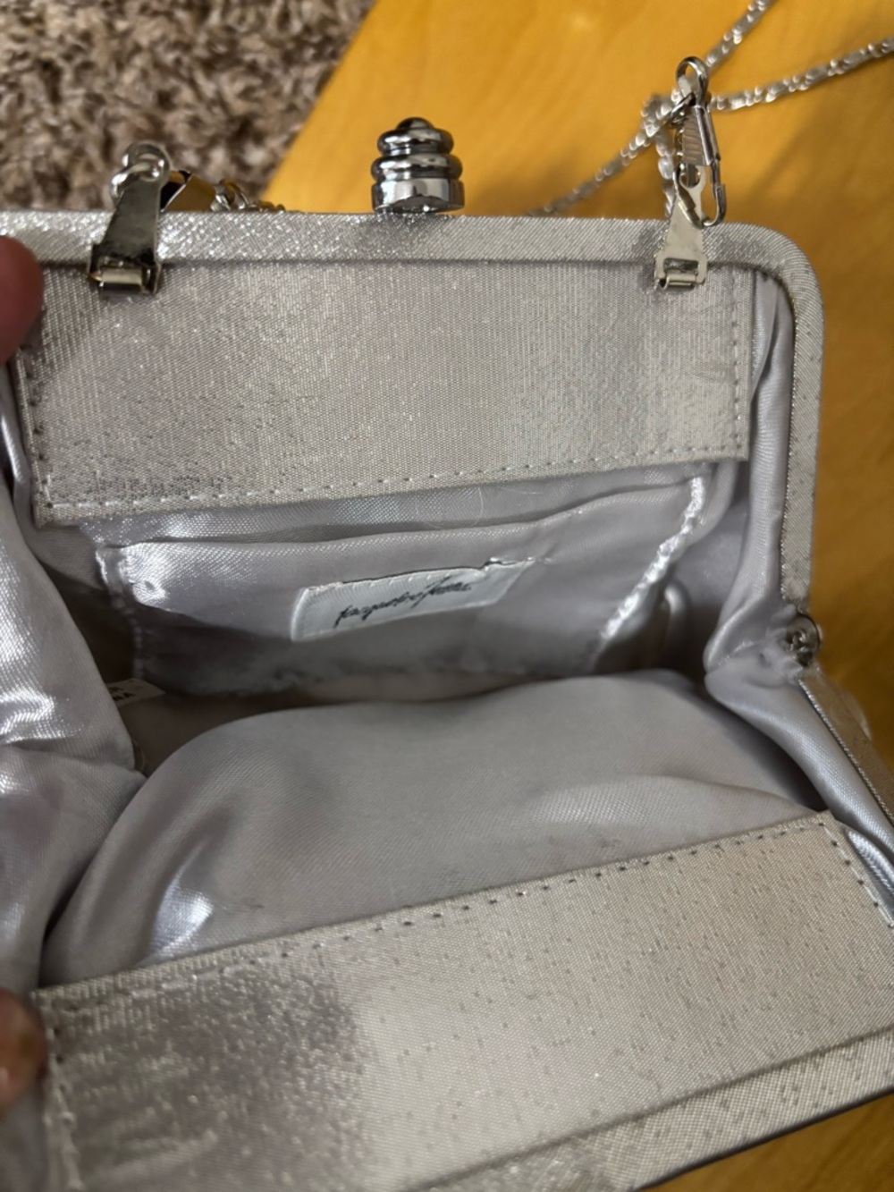 Silver Pleated Evening Crossbody Bag - Picture 2 of 3
